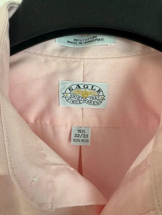 Eagle Shirtmakers Pink Dress Shirt 15.5 32/33 Non-Iron 100% Cotton Mens Medium - Picture 2 of 9